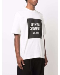 T-shirt à col rond imprimé blanc et noir Opening Ceremony