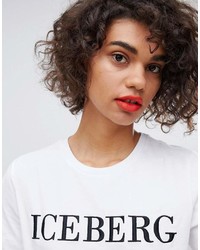 T-shirt à col rond imprimé blanc et noir Iceberg