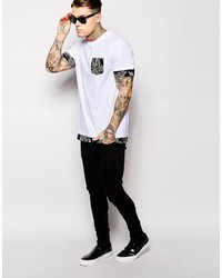 T-shirt à col rond imprimé blanc et noir Asos