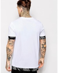 T-shirt à col rond imprimé blanc et noir Asos