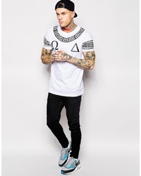 T-shirt à col rond imprimé blanc et noir Asos