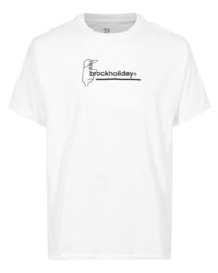 T-shirt à col rond imprimé blanc et noir Brockhampton