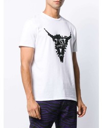 T-shirt à col rond imprimé blanc et noir Just Cavalli