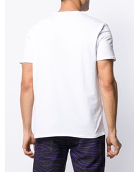 T-shirt à col rond imprimé blanc et noir Just Cavalli