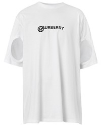 T-shirt à col rond imprimé blanc et noir Burberry