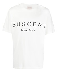 T-shirt à col rond imprimé blanc et noir Buscemi