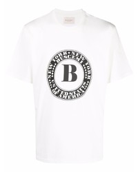 T-shirt à col rond imprimé blanc et noir Buscemi