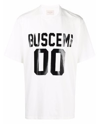 T-shirt à col rond imprimé blanc et noir Buscemi