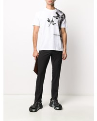 T-shirt à col rond imprimé blanc et noir Valentino