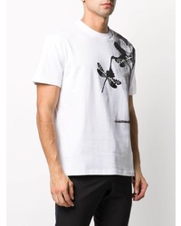 T-shirt à col rond imprimé blanc et noir Valentino