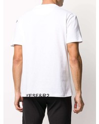 T-shirt à col rond imprimé blanc et noir Valentino