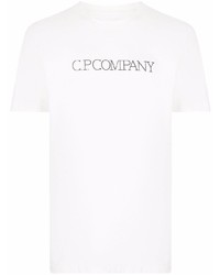 T-shirt à col rond imprimé blanc et noir C.P. Company