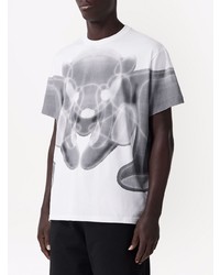 T-shirt à col rond imprimé blanc et noir Burberry