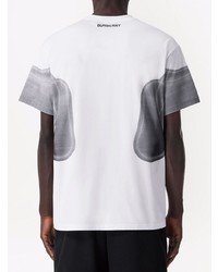 T-shirt à col rond imprimé blanc et noir Burberry