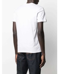 T-shirt à col rond imprimé blanc et noir Ea7 Emporio Armani