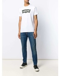 T-shirt à col rond imprimé blanc et noir Levi's