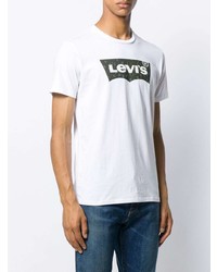 T-shirt à col rond imprimé blanc et noir Levi's