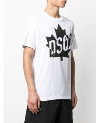 T-shirt à col rond imprimé blanc et noir DSQUARED2