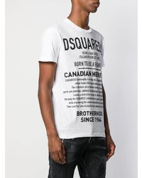 T-shirt à col rond imprimé blanc et noir DSQUARED2