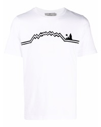 T-shirt à col rond imprimé blanc et noir Canali