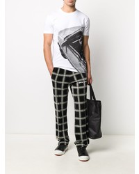 T-shirt à col rond imprimé blanc et noir Calvin Klein Jeans