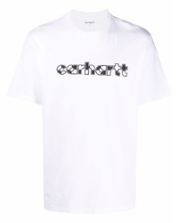 T-shirt à col rond imprimé blanc et noir Carhartt WIP