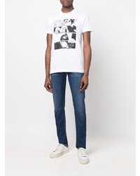 T-shirt à col rond imprimé blanc et noir PS Paul Smith