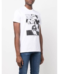 T-shirt à col rond imprimé blanc et noir PS Paul Smith