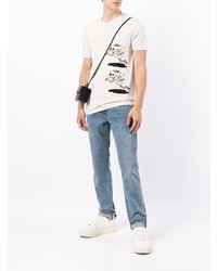 T-shirt à col rond imprimé blanc et noir PS Paul Smith