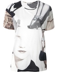 T-shirt à col rond imprimé blanc et noir Carven