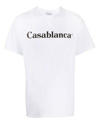 T-shirt à col rond imprimé blanc et noir Casablanca