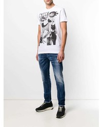 T-shirt à col rond imprimé blanc et noir DSQUARED2