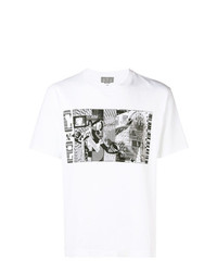 T-shirt à col rond imprimé blanc et noir Cav Empt