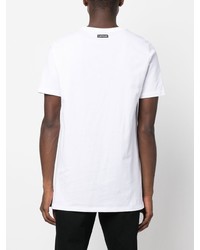 T-shirt à col rond imprimé blanc et noir Roberto Cavalli