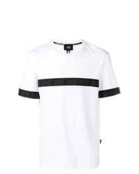 T-shirt à col rond imprimé blanc et noir Cavalli Class