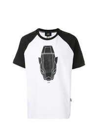 T-shirt à col rond imprimé blanc et noir Cavalli Class