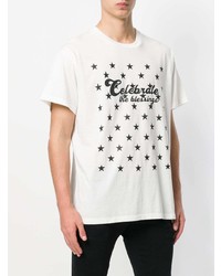 T-shirt à col rond imprimé blanc et noir Amiri