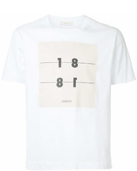 T-shirt à col rond imprimé blanc et noir Cerruti