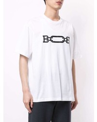 T-shirt à col rond imprimé blanc et noir Bally