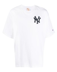 T-shirt à col rond imprimé blanc et noir Champion