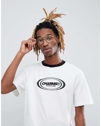 T-shirt à col rond imprimé blanc et noir