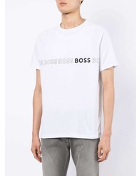 T-shirt à col rond imprimé blanc et noir BOSS