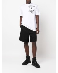 T-shirt à col rond imprimé blanc et noir Philipp Plein