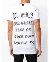 T-shirt à col rond imprimé blanc et noir Philipp Plein