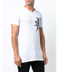 T-shirt à col rond imprimé blanc et noir Philipp Plein