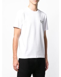 T-shirt à col rond imprimé blanc et noir Ea7 Emporio Armani