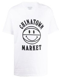 T-shirt à col rond imprimé blanc et noir Chinatown Market