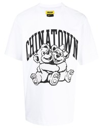 T-shirt à col rond imprimé blanc et noir Chinatown Market