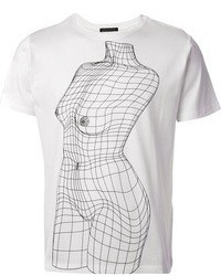 T-shirt à col rond imprimé blanc et noir Christopher Kane