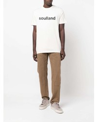 T-shirt à col rond imprimé blanc et noir Soulland